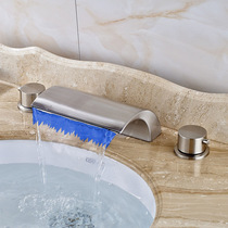 Full copper LED wire drawing 300 stainless steel split three holes Three sets of large American waterfall surface basin tap foreign trade cross border