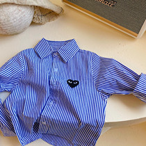 Child Boomer Shirt Nicole Family Spring Male And Female Embroidered Striped Long Sleeve Shirt Baby 100 Hitch Casual Clothes