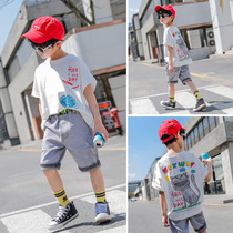 Childrens clothing mens foreign style set 2021 new boys summer clothes Korean version of short sleeves handsome two-piece tide clothes