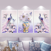 5D diamond painting full drill with large cross embroidered diamond embroidered with European-style peacock triptych drawing room 2020 new