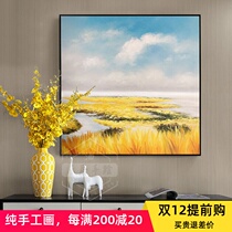 Modern minimalist restaurant background wall hanging painting light luxury sideboard porch cabinet decorative painting hand-painted oil painting