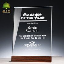 Walnut authorization card Custom custom beech medal plaque Hanging wall certificate Crystal trophy Creative retirement souvenir