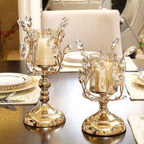 Nordic light luxury gold crystal candlestick European candle holder metal ornaments table candlelight dinner romantic props
