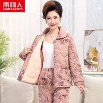 Pyjamas Winter Thickened Pure Cotton Warm Plus Cotton Autumn Winter Clip Cotton All Cotton Winter Middle-aged Mothers Home Suits Suit