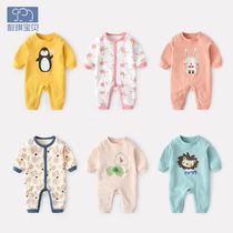 Full Moon Baby Clothes Spring Autumn Female Baby Khaclothes Out Spring Newborns One-piece Clothes Long Sleeve Spring Clothes Climbing Clothes Men