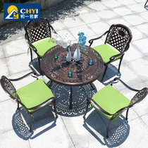 Outdoor desk and chair cast aluminum outdoor furniture balcony small tables and chairon garden villa courtyard iron leisure high-end five piece set