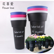 New thickened black flower bucket round flower bucket flower bucket without leakage flower packaging material