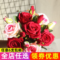 Flannel rose simulation flower wedding decoration hand flower living room decoration indoor bedroom coffee table silk fake flower Acacia Rose