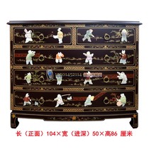 Yangzhou lacquerware neoclassical lacquer art home decoration bone stone inlay hundred figures arc-shaped chest decoration cabinet custom