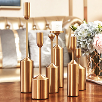 Light luxury Nordic style model room Wedding decoration Copper-plated candlestick decoration Home living room dining table Wine cabinet decoration