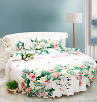 Night Dance Allure Round Bed Four-piece Crystal Velvet White Lolita Warm Round Sheet Round Bed Cover Winter Bedding 2m