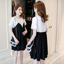 Maternity dress summer dress summer Net Red fashion suspender fake Two T-shirt women maternity dress
