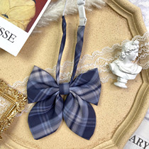 (Tokyo Yue Ji) Japanese uniform bow tie flat corner rabbit ear small long handle Plaid college style