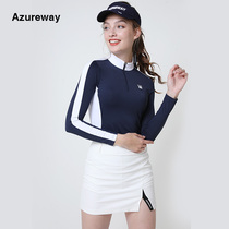 Golf clothing womens suit fashion simple golf clothes womens long-sleeved stand-up collar top pleated skirt pants