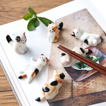  Yunmu grocery 6-piece set of cute ceramic cat pen holder Cat pen holder Chopstick holder pen holder desktop small ornaments