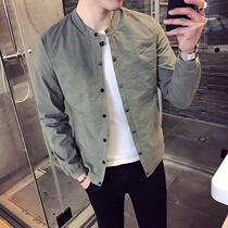 Jacket Mens spring autumn season 2021 New Korean version Trend Shuai Gas Leisure 100 Lap Collar Young Mens Jacket