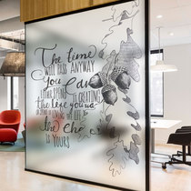 Frosted custom non-adhesive glass film electrostatic film moving door shower room Company window stickers hand-painted-pine cones