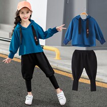 4-7-9-12 years old female baby fashion foreign style autumn suit Korean tide girl 2021 girl new two-piece set