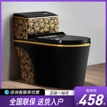 Household color toilet black gold Chinese retro pumping personality creative ceramic toilet siphon seat toilet