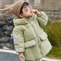 Children's downclothes Boy 2022 New Korea Reinforced 90 White Duck Velvet Long Korean Air Winter Coat