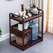 Huali solid wood walnut color mobile wheel Wujinshi tea table tea car kettle integrated simple household tea table