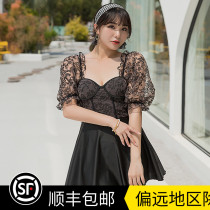 The new fat mm200 catty swimsuit woman one-piece dress with a slim cover and a conservative large-size bubble spa the spa lace together