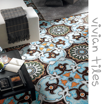 Handmade vintage tiles Flower pieces Antique tiles Floor tiles Nordic living room Dining room Balcony Kitchen bathroom 300