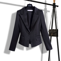 Short waist black professional suit jacket female 2022 spring and autumn new Korean version of small temperament suit jacket