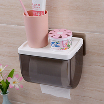 Toilet tissue box multi-function shelf non-perforated waterproof paper drawing rack toilet creative roll paper holder
