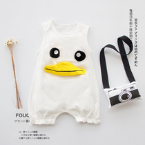 South Korea male baby conjoined clothes female baby pipa 2 thin 3 summer clothes 4 boys 5 girls suit 0 years old 1 month