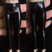 Spot 1 12 female soldiers black imitation leather leggings non-dyed suitable for 1:12 female plastic body
