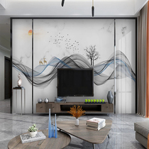 New Chinese TV Background Wall Wallpaper Abstract Mood writing Landscape Line Living Room Sofa Meditation Wall Cloth