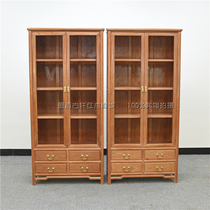 Mahogany furniture Burmese pear porch cabinet Chinese style display cabinet bookcase bookshelf solid wood wine cabinet collection cabinet shelf