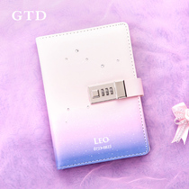 Diary with lock 12 constellation password notebook art exquisite creative girl pink hand account notepad Primary School little fairy princess cute girl heart hand book stationery
