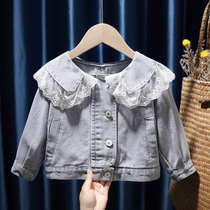 Girl Denim Jacket Spring Autumn Money 2020 New Children Han Edition Womens Baby Loose Trendy Lace Foreign Air Blouse