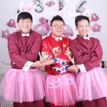 Marriage tricky spoof groom whole person spoof props Swan group skirt rabbit ear set wedding wedding game