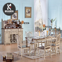 Solid wood dining table and chair combination set restaurant furniture American pastoral modern minimalist American sideboard