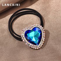 2021 new heart-shaped luxury crystal Hairband Korean head rope female girl simple temperament Korean version of pony horse tail