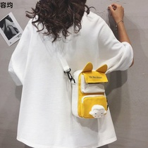 Cute canvas bag female 2020 new Japanese hipster shoulder bag student ins wild cartoon shoulder bag