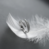 Dream silversmith s925 silver ring male tide European and American feather ring personality trendy person food finger ring finger decoration tail ring