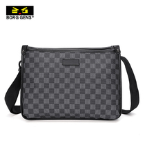 borggens slanted satchel for men casual Korean version Single shoulder bag Fashion Chaos back differential bag 12-inch mens bag