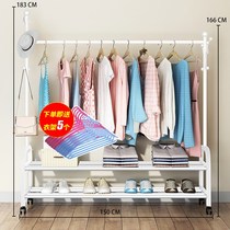 Clothes rack Floor folding indoor bedroom clothes rack Household single rod balcony clothes rack lifting simple clothes rack