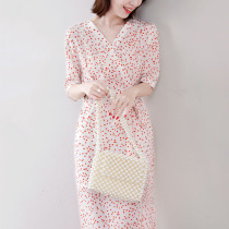 Cherry Crush Dress Woman 2021 Summer New Small Sense Silk Texture Short Sleeve Tea Dress