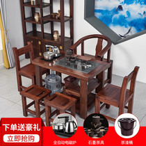 Old ship wood tea table Solid wood household small tea table Kung Fu tea several simple small apartment balcony tea drinking table and chair combination
