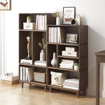 Japanese free combination lattice cabinet bookcase living room storage cabinet solid wood with door integrated against wall storage cabinet storage grid