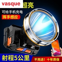 Catch the sea special headlights Pure yellow bald headlights strong light charging super bright induction head-mounted flashlight outdoor hernia night