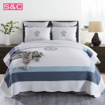 Foreign trade hand Patchwork cotton embroidered quilted air conditioning bed cover three-piece set of pure cotton padded cotton padded cotton sheet bed sheet bed cover