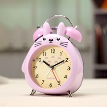 Japanese cartoon cute kitten Bell Bell metal alarm clock student children bedside mute lazy clock watch with night light