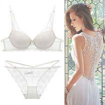 JERRIE MOCK DEEP v CONVERGING BRA SET SEXY LACE ON THIN UNDER THICK SUMMER WHITE LINGERIE