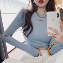 Vchy White plus velvet base shirt Womens interior wear autumn grinding short foreign air wild top slim long sleeve T-shirt